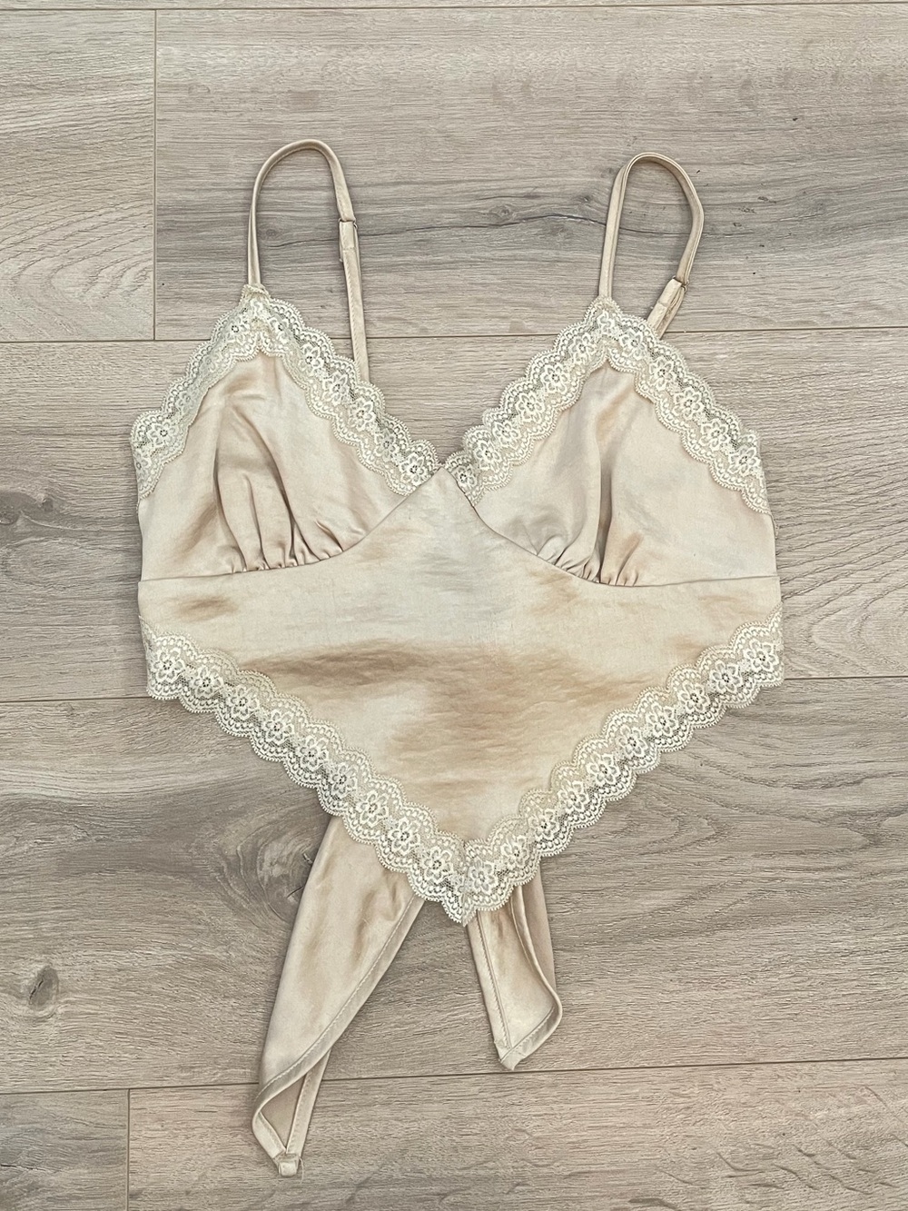 Lace Trim Satin Bralette Top